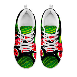 Black Watermelon Pieces Pattern Print White Running Shoes