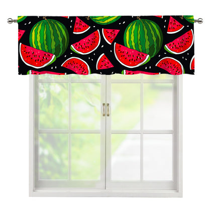 Black Watermelon Pieces Pattern Print Window Valance