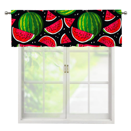 Black Watermelon Pieces Pattern Print Window Valance