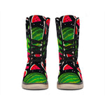 Black Watermelon Pieces Pattern Print Winter Boots