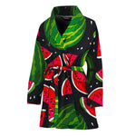 Black Watermelon Pieces Pattern Print Women's Bathrobe