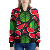 Black Watermelon Pieces Pattern Print Women's Bomber Jacket