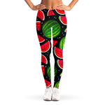 Black Watermelon Pieces Pattern Print Women's Leggings