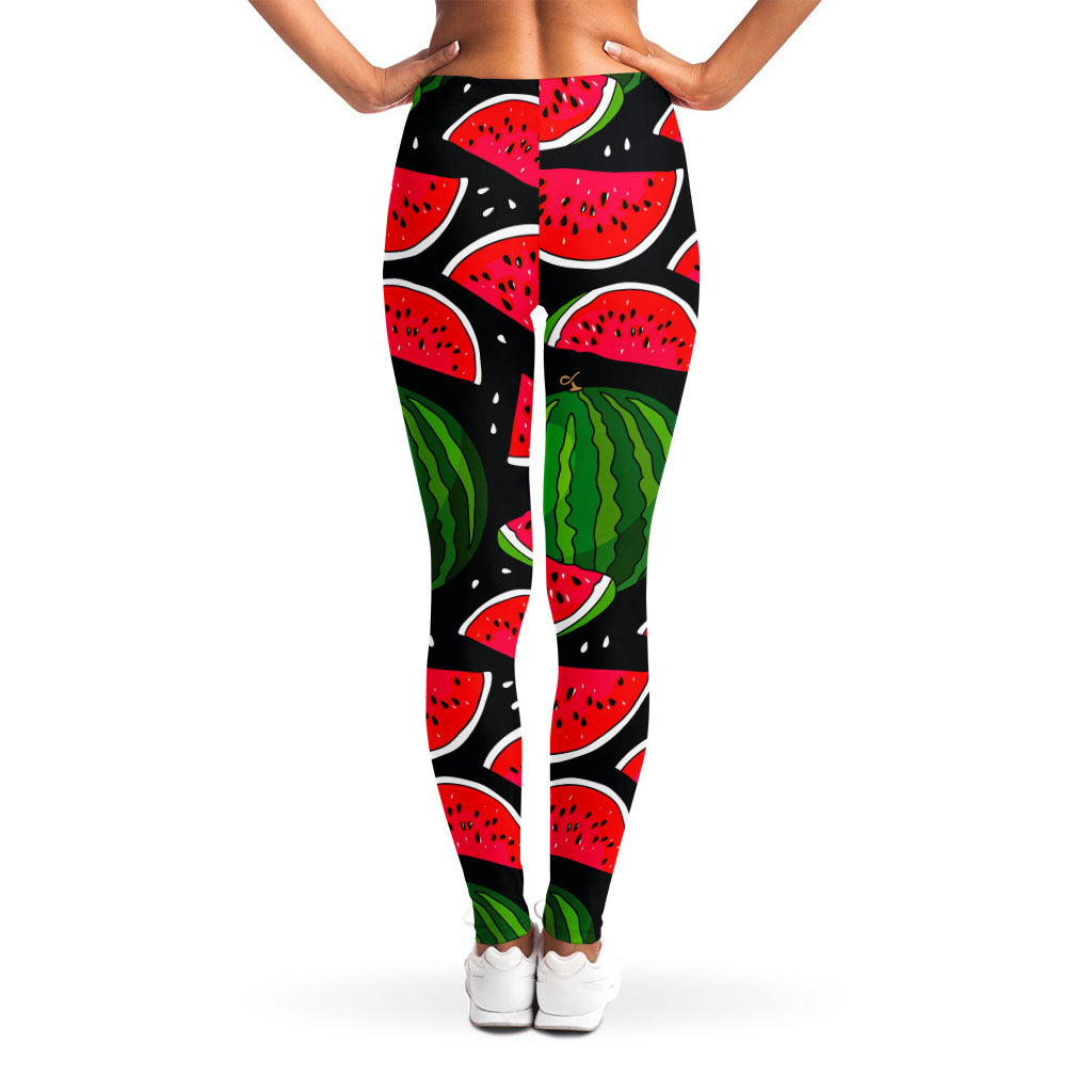 Black Watermelon Pieces Pattern Print Women's Leggings