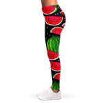 Black Watermelon Pieces Pattern Print Women's Leggings