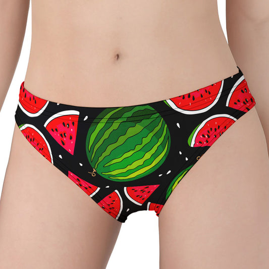 Black Watermelon Pieces Pattern Print Women's Panties