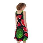 Black Watermelon Pieces Pattern Print Women's Sleeveless Dress
