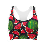 Black Watermelon Pieces Pattern Print Women's Sports Bra