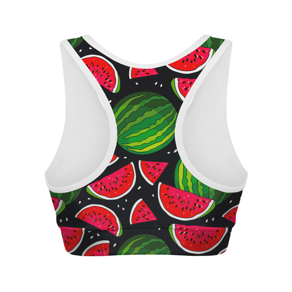 Black Watermelon Pieces Pattern Print Women's Sports Bra