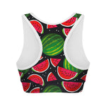 Black Watermelon Pieces Pattern Print Women's Sports Bra