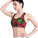 Black Watermelon Pieces Pattern Print Women's Sports Bra
