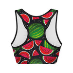 Black Watermelon Pieces Pattern Print Women's Sports Bra