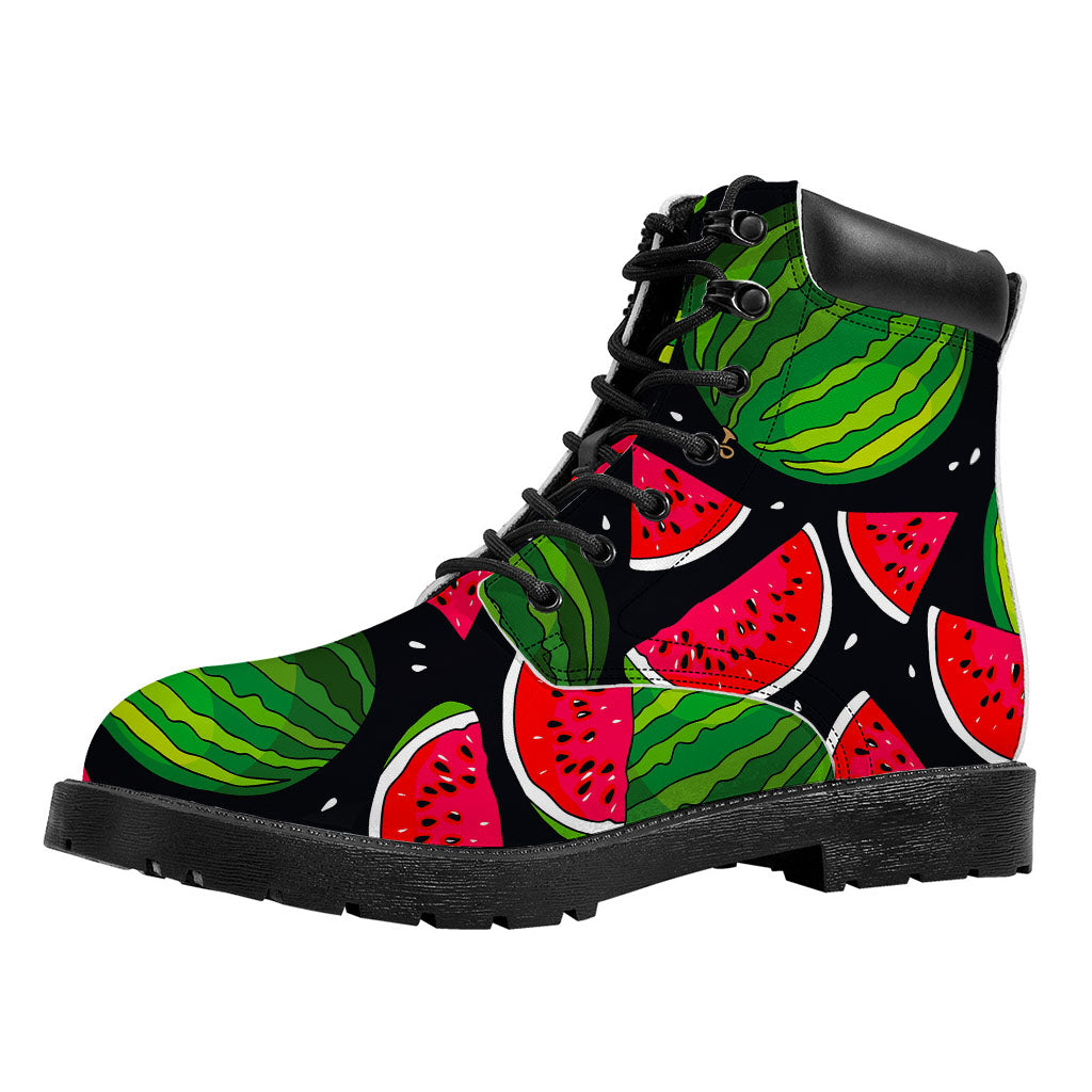 Black Watermelon Pieces Pattern Print Work Boots