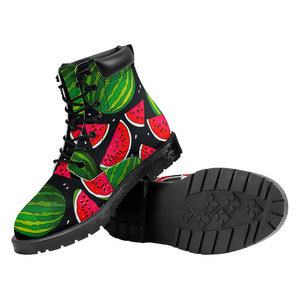 Black Watermelon Pieces Pattern Print Work Boots