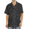 Black Western Damask Floral Print Aloha Shirt
