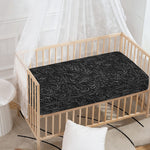Black Western Damask Floral Print Baby Crib Sheet