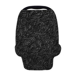 Black Western Damask Floral Print Baby Seat Cover