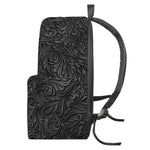 Black Western Damask Floral Print Backpack