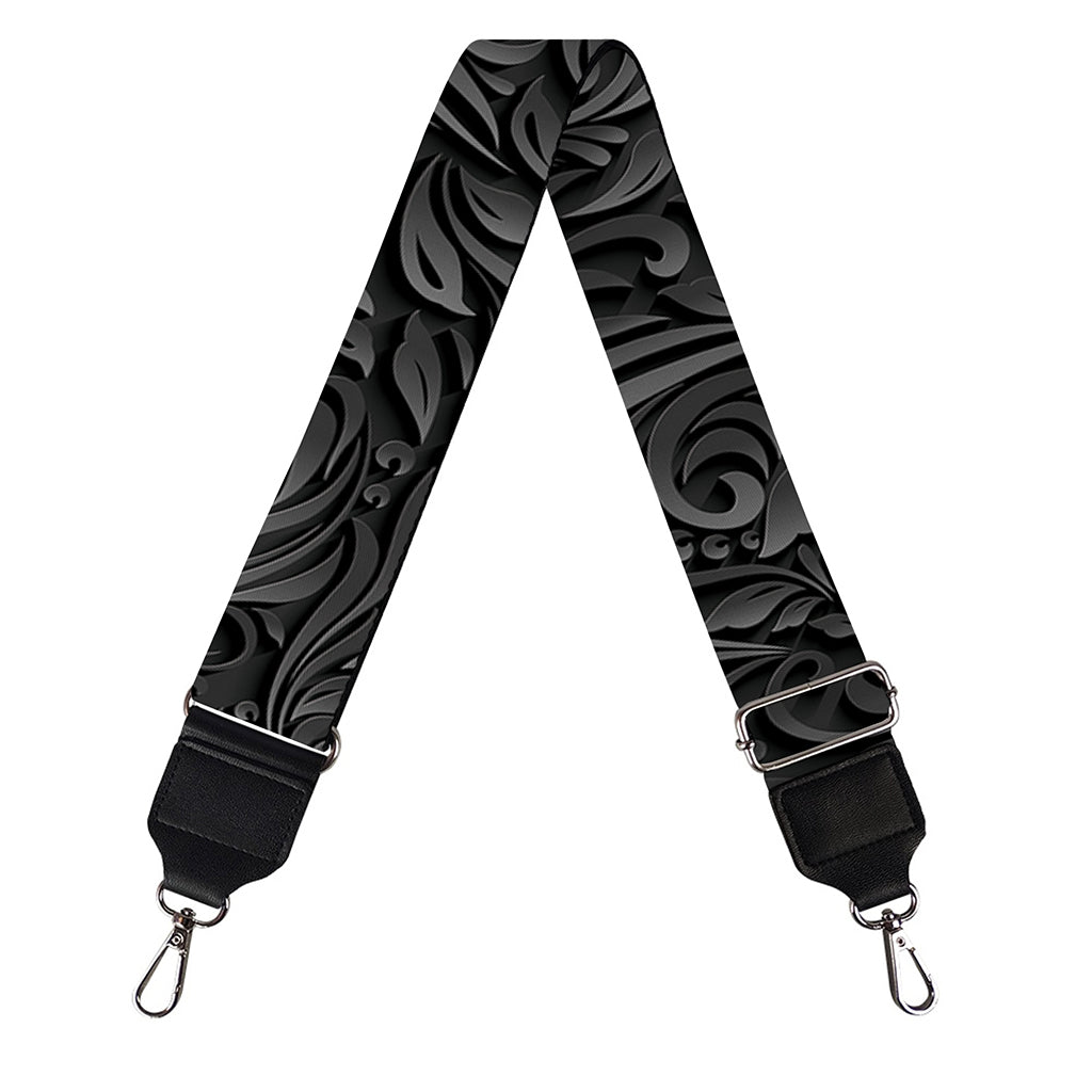 Black Western Damask Floral Print Bag Strap