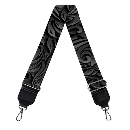Black Western Damask Floral Print Bag Strap