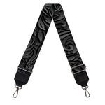 Black Western Damask Floral Print Bag Strap