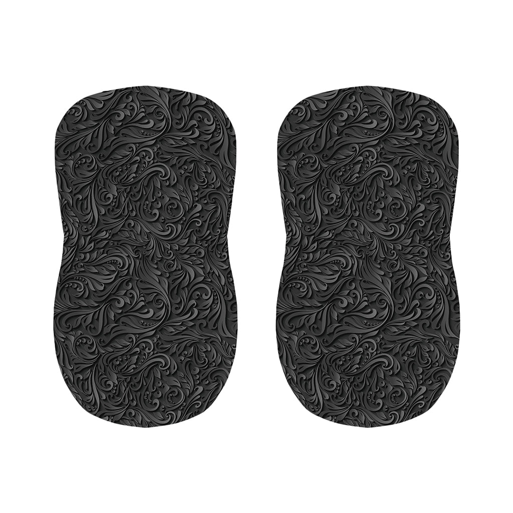 Black Western Damask Floral Print Bar Stool Covers