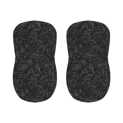 Black Western Damask Floral Print Bar Stool Covers