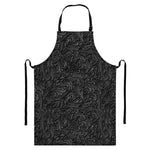 Black Western Damask Floral Print Bib Apron With Pocket