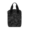Black Western Damask Floral Print Bible Tote Bag