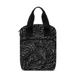 Black Western Damask Floral Print Bible Tote Bag