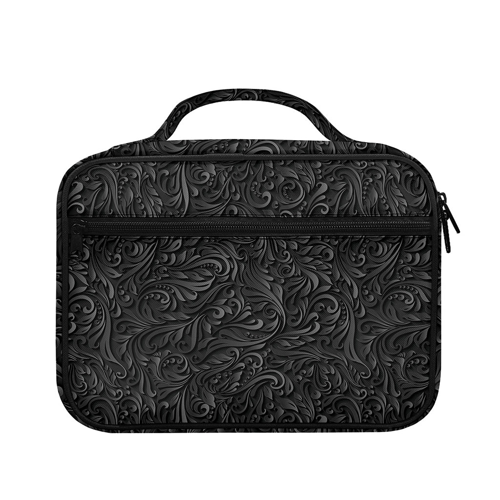 Black Western Damask Floral Print Briefcase Bible Bag