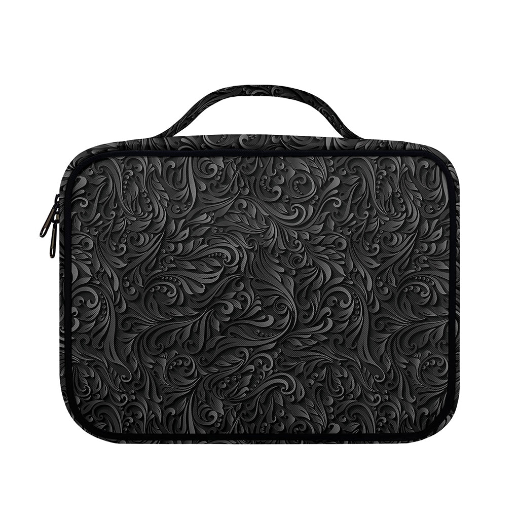 Black Western Damask Floral Print Briefcase Bible Bag