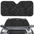 Black Western Damask Floral Print Car Windshield Sun Shade