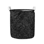 Black Western Damask Floral Print Collapsible Laundry Basket