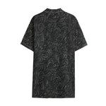 Black Western Damask Floral Print Cotton Hawaiian Shirt
