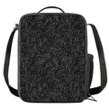 Black Western Damask Floral Print Crossbody Lunch Bag