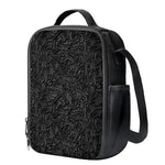 Black Western Damask Floral Print Crossbody Lunch Bag