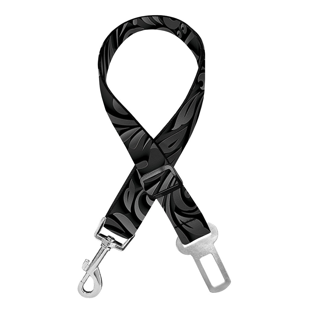 Black Western Damask Floral Print Dog Seat Belt