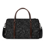 Black Western Damask Floral Print Duffle Bag
