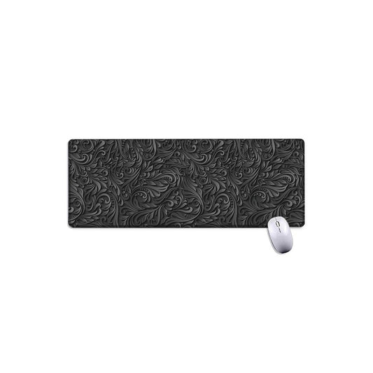 Black Western Damask Floral Print Extended Mouse Pad