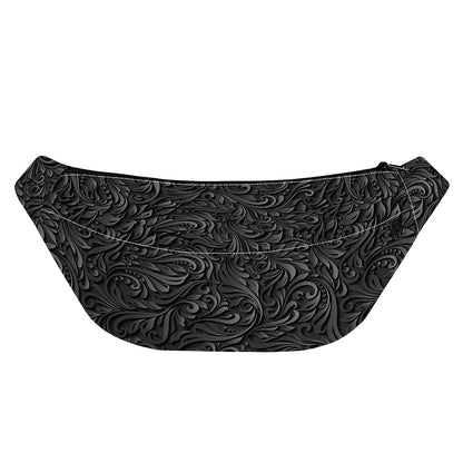 Black Western Damask Floral Print Fanny Pack