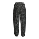Black Western Damask Floral Print Fleece Lined Knit Pants