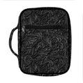 Black Western Damask Floral Print Front Pocket Bible Bag