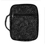 Black Western Damask Floral Print Front Pocket Bible Bag