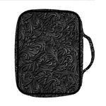 Black Western Damask Floral Print Front Pocket Bible Bag