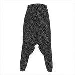 Black Western Damask Floral Print Hammer Pants