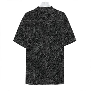 Black Western Damask Floral Print Hawaiian Shirt