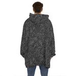Black Western Damask Floral Print Hoodie Blanket