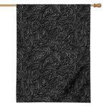 Black Western Damask Floral Print House Flag