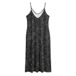 Black Western Damask Floral Print Jersey Midi Cami Dress